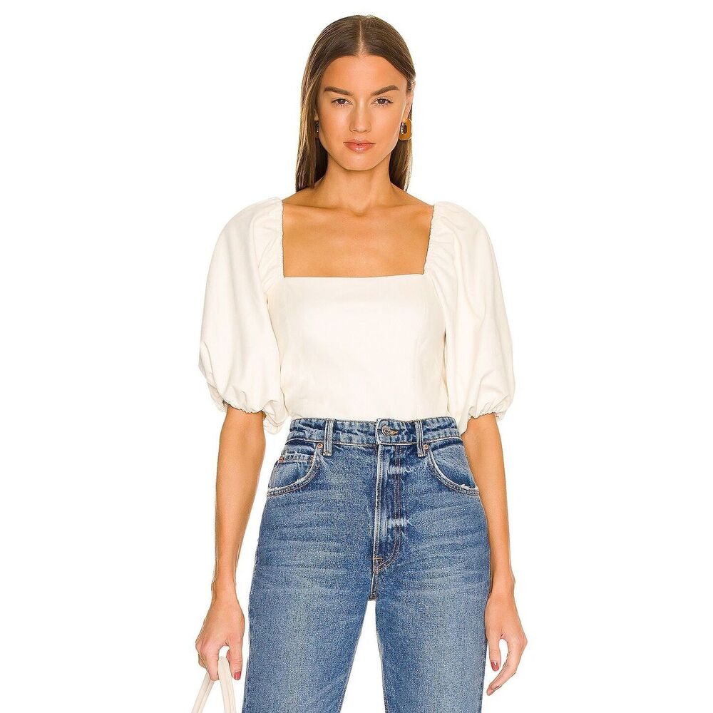 New *FLAW* Amanda Uprichard Tulane Top in Cream Size S REVOLVE MSRP $194